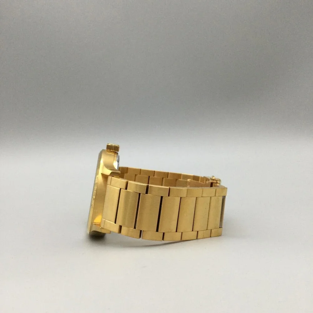 YesMan Shot Caller Mens Watch 45mm Gold Tone Blue Dial Bracelet Date 8.75